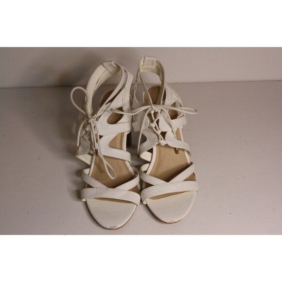 Charlotte Russe Women's White Leather Strappy Lace Sandals US Size 10 - Picture 7 of 7